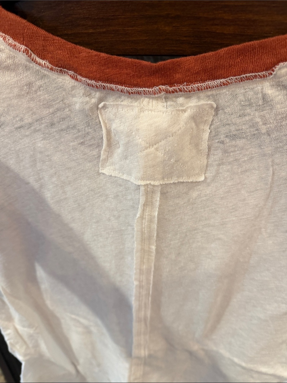 We The Free Cream Short Sleeve Tee with Rust Neck Trim - Picture 6 of 7
